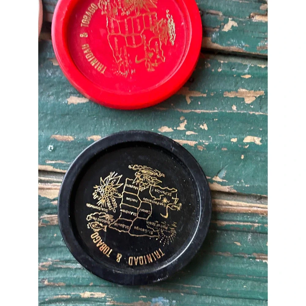 Vtg Travel Souvenir Coasters San Francisco Trinidad & Tobago Set of 4 Plastic